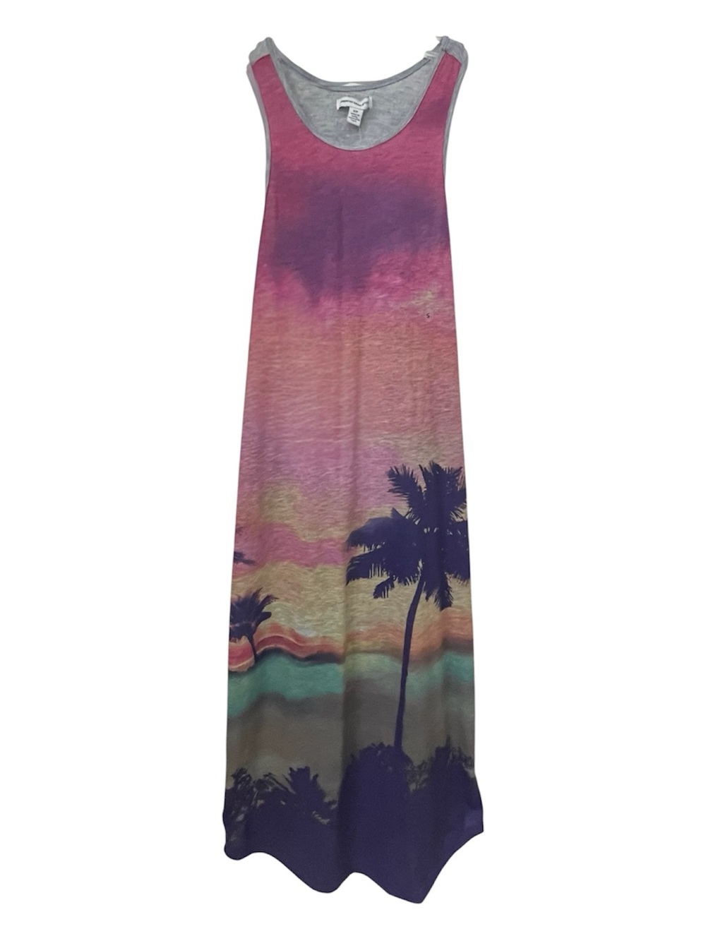 American Eagle Outfitters Sunset Ombre Palm Maxi Dress - Pink, Purple, Teal